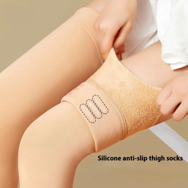 Women's Fleece-lined Thick Silicone Non-slip Thigh Knee Socks