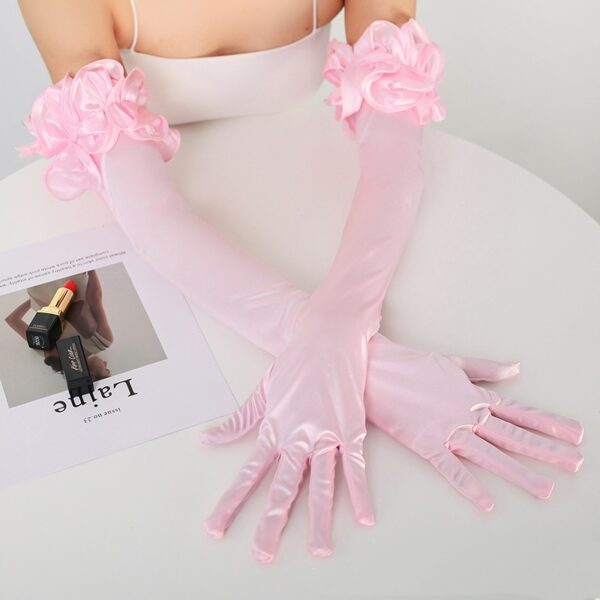 Satin Stretch Long Wedding Dress Etiquette Gloves Elegant