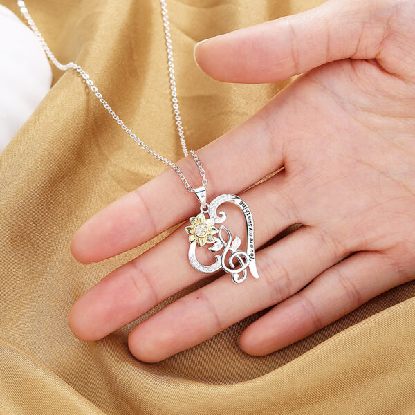 Pastoral Style Two-color Sunflower Pendant Trend Heart Clavicle Chain - Image 3