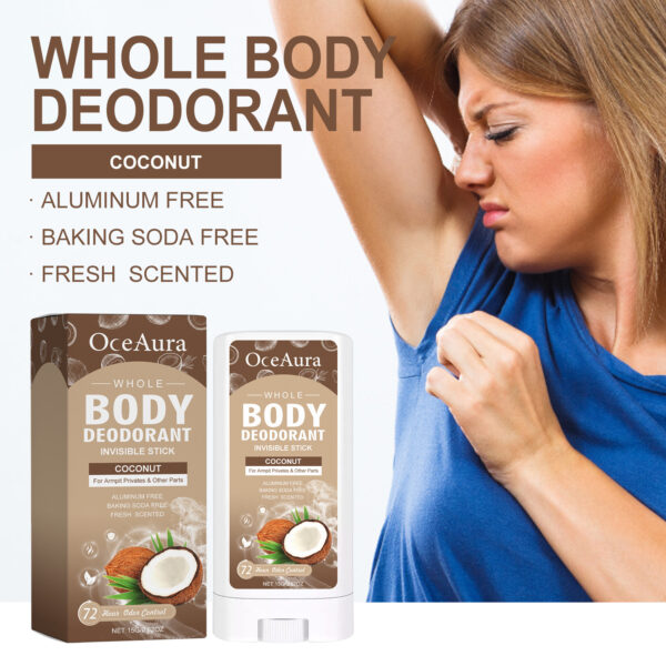 OceAura Coconut Body Deodorant Stick Cleansing Armpit Sweat & Odor Gentle & Soothing Deodorant Stick