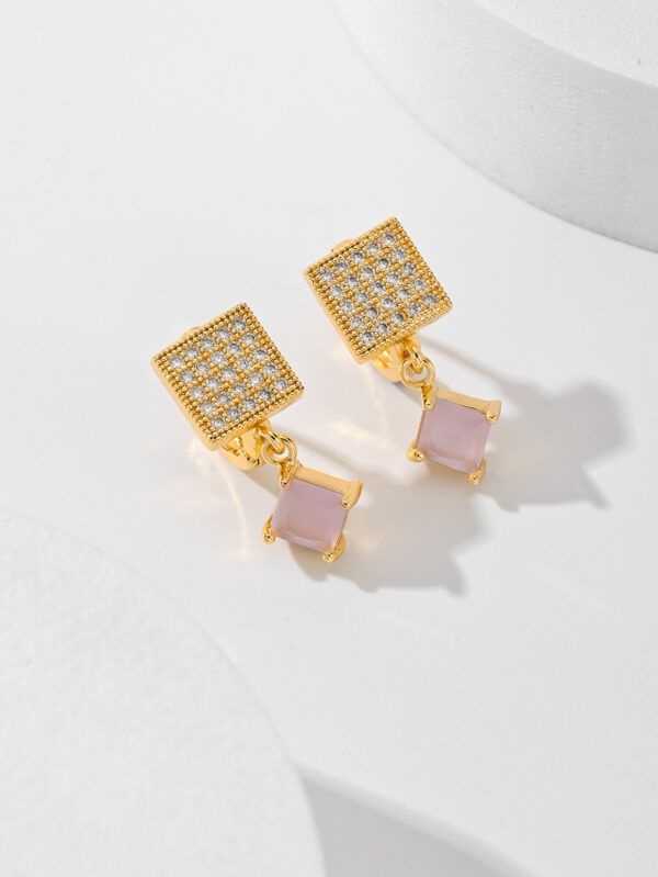 European And American Square Fashion Zircon Earrings In Various Colors - Image 4