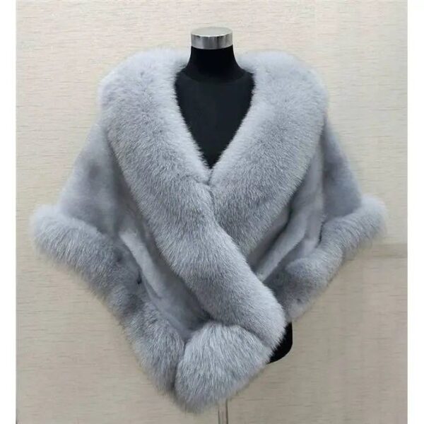 Imitated Mink Fox Fur Cape Coat Plus-sized Dress Shawl - Image 3