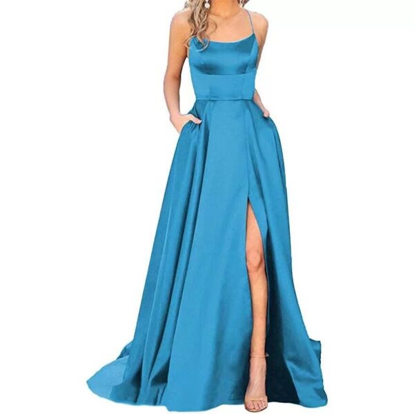 Solid Color Long Slimming And Shoulder Hollow Girlfriends Fashion Bridesmaid Party Dress - Image 2