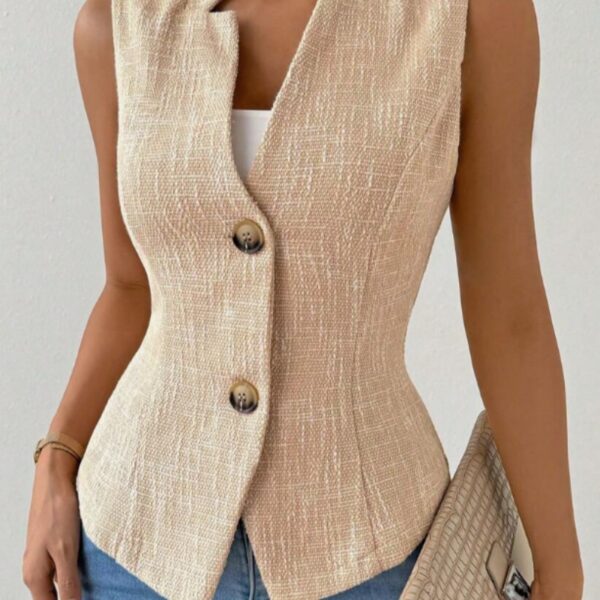 Solid Color Jacquard Suit Vest Jacket