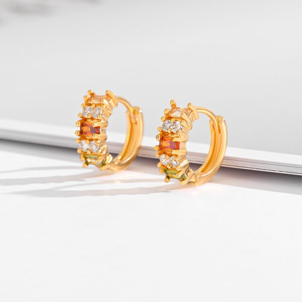 Fashion Multi-style Square Crystal Zircon Ornament Gold Plated Diamond Ear Ring - Image 8