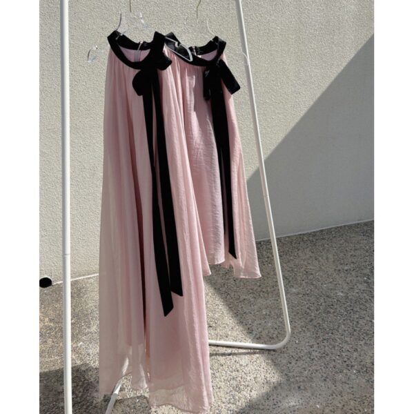 All-matching Collar Halter Sleeveless Long Below The Knee Dress - Image 6