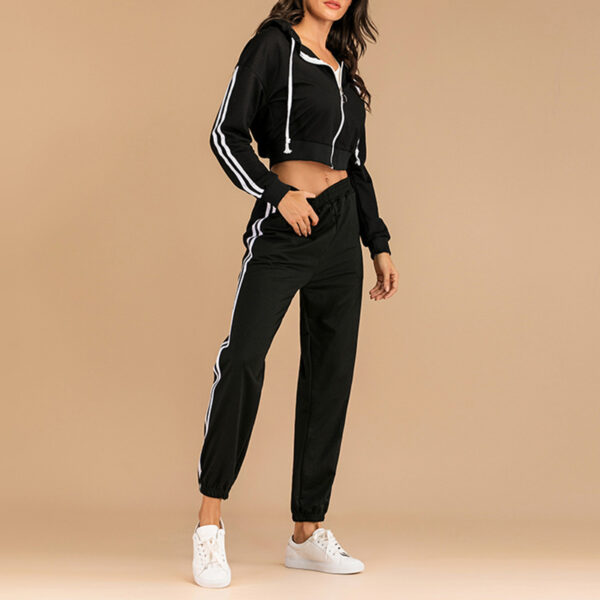 Black Short Sweater Casual Sports Suit Women's Two-piece Set