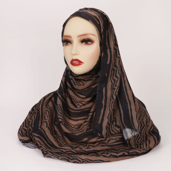 Creative Satin Polyester Printed Striped Scarf - Image 3