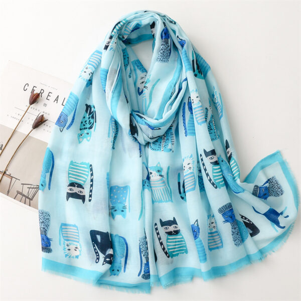 Cute Kitten Paradise Printed Silk Scarf - Image 4