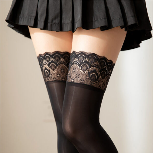 Peacock Lace Knee Socks Thin Light Stockings - Image 3