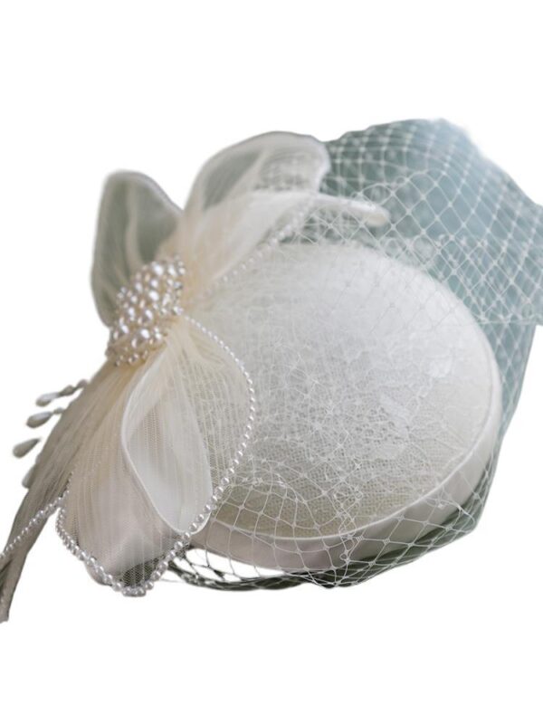 Vintage Mesh White Pearl Hat - Image 4