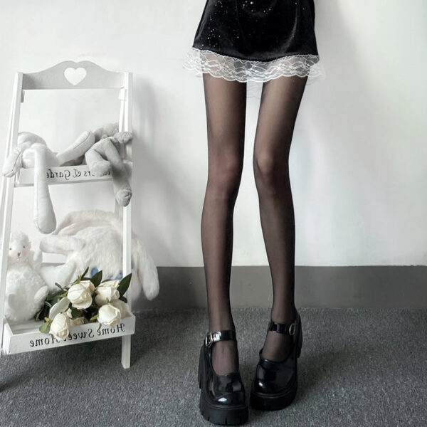 White Transparent Calf Knee High Socks Summer Thin Anti-off Stockings - Image 4