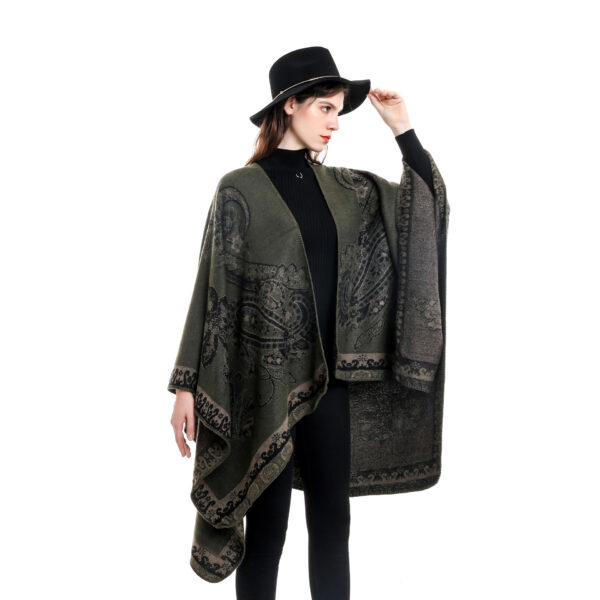 Plaid Printed Elegant Socialite Winter Travel Fashionable Warm Talma - Image 2