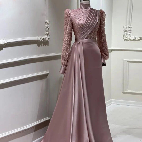 Stand Collar All-inclusive Long Sleeve Detachable Evening Dress Elegant Elegant Two-piece Suit - Image 3