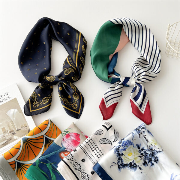 70 Small Square Towel Silk Scarf Women's Spring And Autumn Versatile Small Scarf Professional Scarf Fashion Decorative Scarf Hair Band Tied-up Hair Hair Tie - Image 9