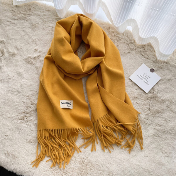 Cashmere Scarf Feel Solid Color Tassel Shawl Long Monochrome - Image 2