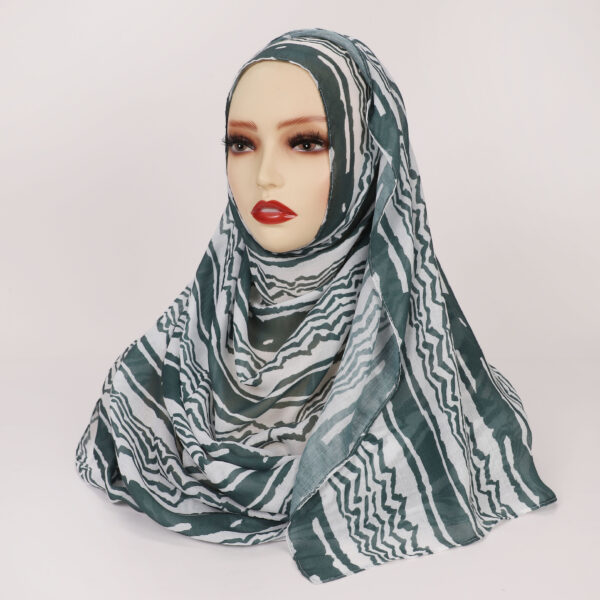 Creative Satin Polyester Printed Striped Scarf - Image 8