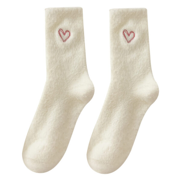 Women's Socks Love Embroidered Plush Socks Furry Warm - Image 9