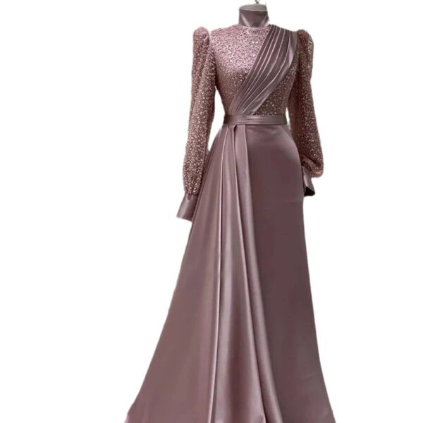 Stand Collar All-inclusive Long Sleeve Detachable Evening Dress Elegant Elegant Two-piece Suit - Image 4