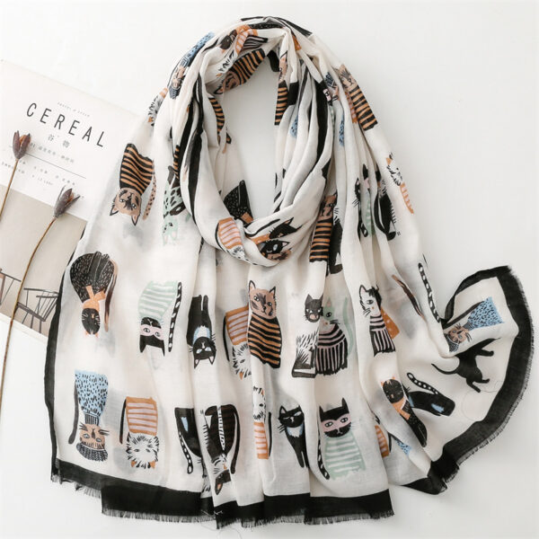 Cute Kitten Paradise Printed Silk Scarf - Image 6