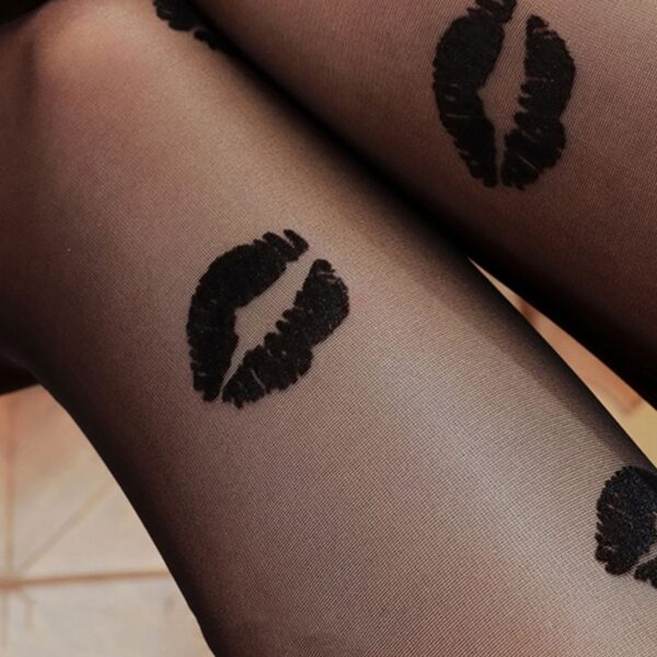 Women's European And American Style Big Lips Flocking Stockings - Image 4