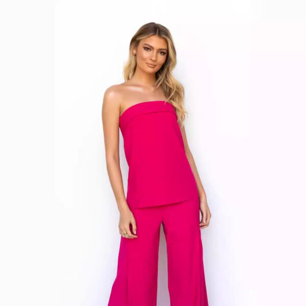 Women's Casual Off-shoulder Wrapped Chest Off-shoulder Trousers Suit - Image 2