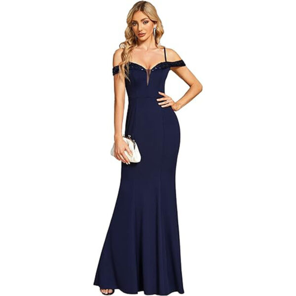 Women's Clothing Off-neck Sling Evening Long Dress - Image 5