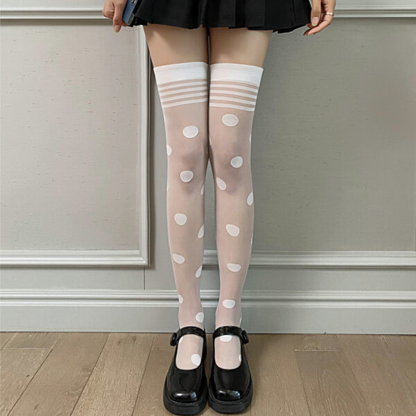 Spring And Summer Retro Large Round Point Thin Stockings For Women - Image 5