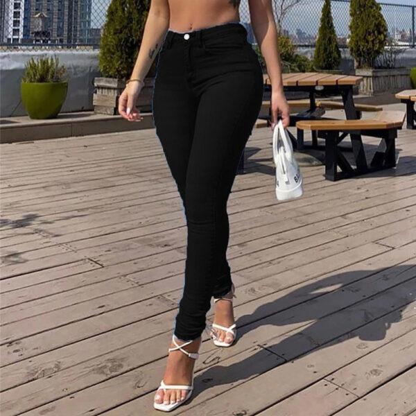 Sexy Peach Hip Skinny Jeans For Women - Image 9