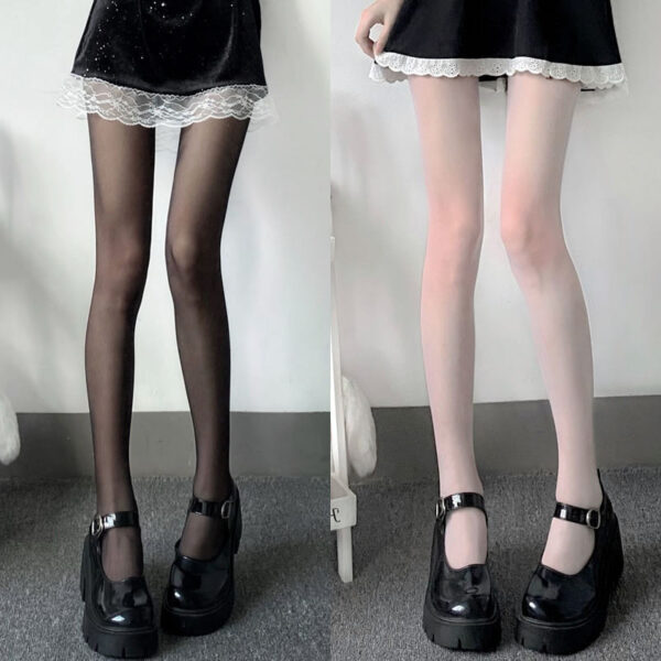 White Transparent Calf Knee High Socks Summer Thin Anti-off Stockings - Image 3