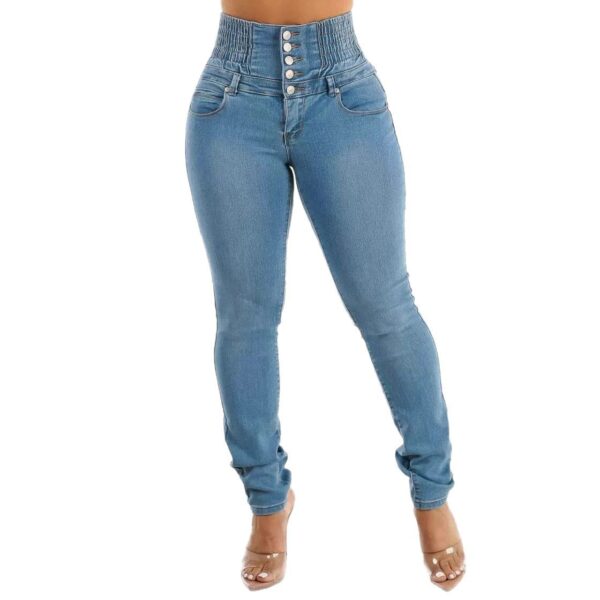 European And American Stretch Slimming Jeans Women's Button - Image 3