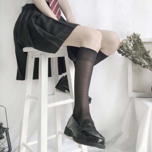 White Transparent Calf Knee High Socks Summer Thin Anti-off Stockings - Image 8