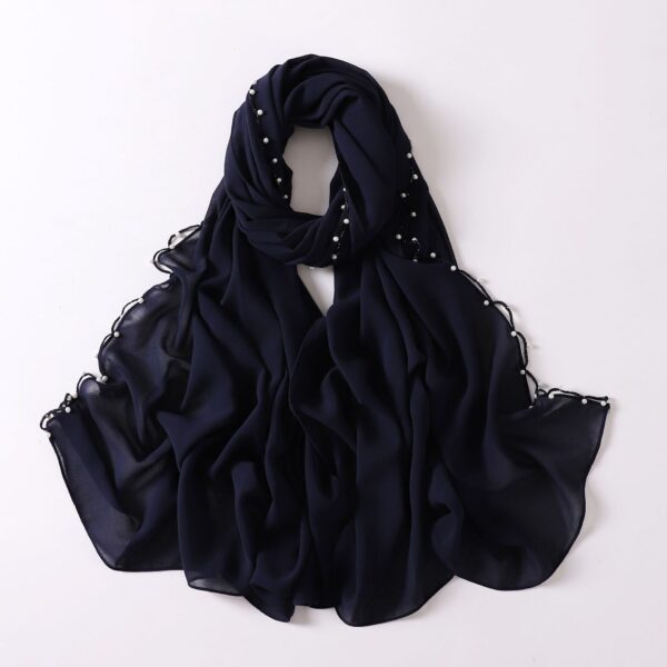 Pearl Chiffon Wavy Edge Beaded Scarf - Image 6