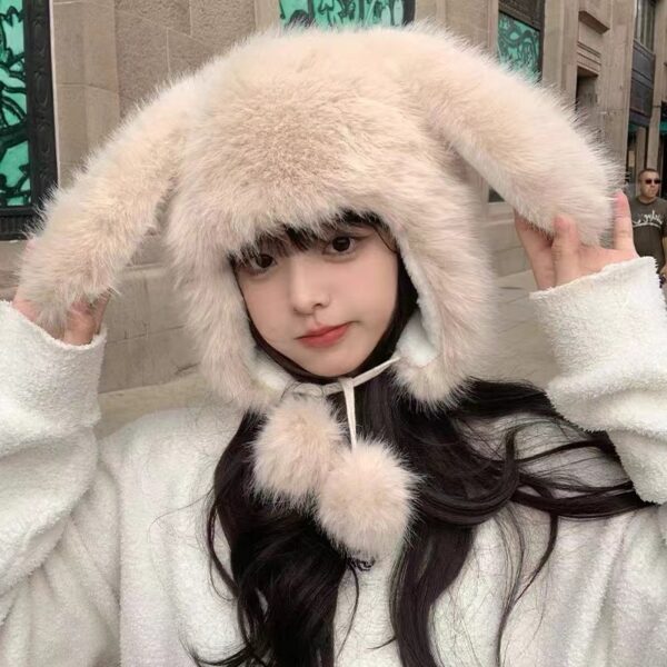 Rabbit Ears Plush Bonnet Children's Autumn And Winter Look Smaller - Image 7