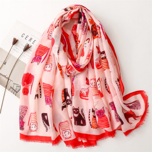 Cute Kitten Paradise Printed Silk Scarf - Image 5