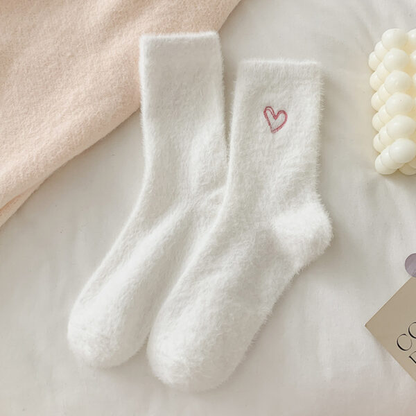 Women's Socks Love Embroidered Plush Socks Furry Warm - Image 10