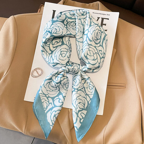 Classic Style Printed Silk Warm Shawl Decorative Hair Band Scarf - Image 7