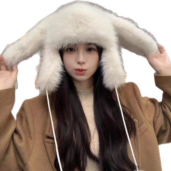 Rabbit Ears Plush Bonnet Children's Autumn And Winter Look Smaller - Image 8