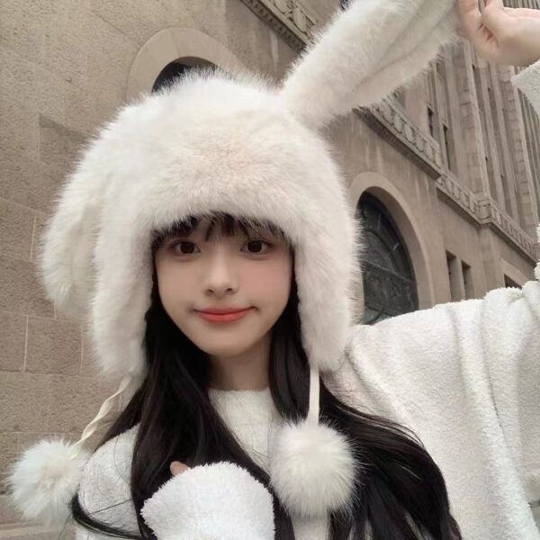 Rabbit Ears Plush Bonnet Children's Autumn And Winter Look Smaller - Image 4