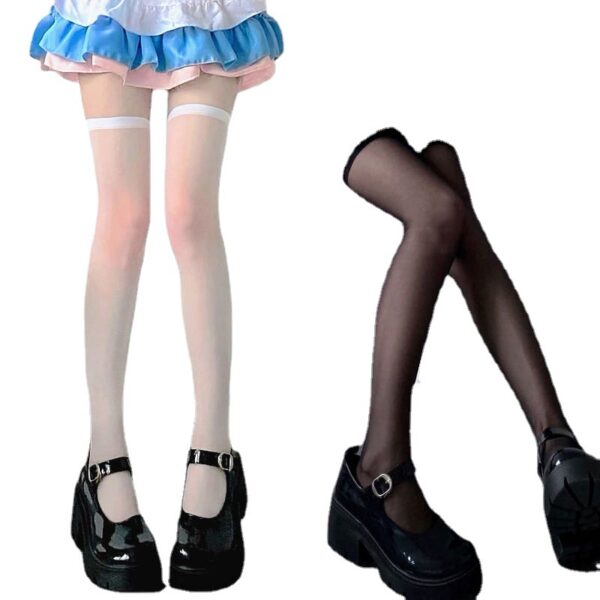 White Transparent Calf Knee High Socks Summer Thin Anti-off Stockings - Image 6