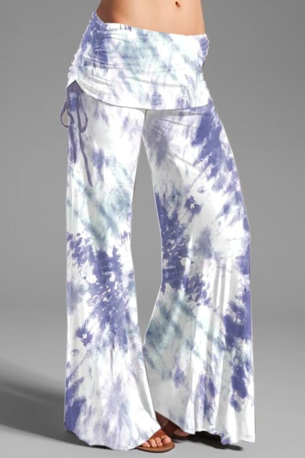 Women's Printed Casual Micro-pull Drawstring Trousers Wide-leg Pants - Image 6