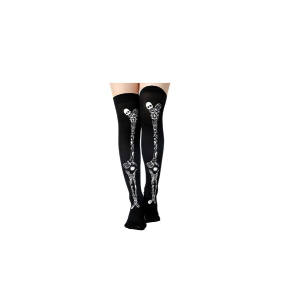 Halloween Printing Craft Spider Web Bat Skull Castle Pattern Over The Knee Stockings - Image 9