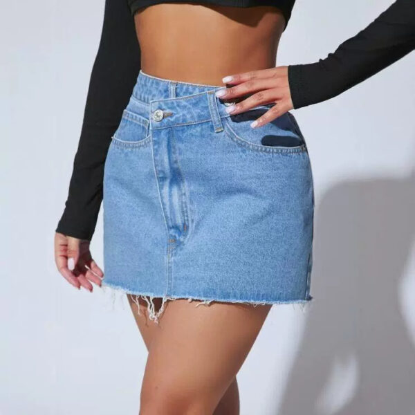 Short Fashion Irregular Denim Short Skirt - Image 7