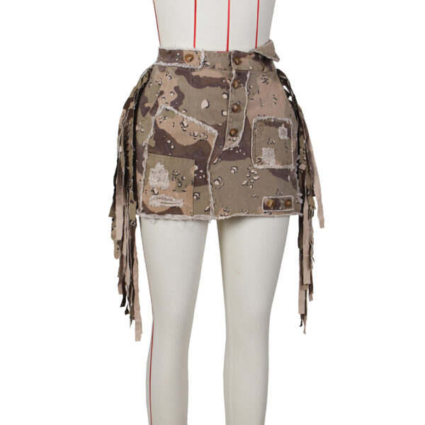 Fashion Camouflage Tassel Patch Skirt - Image 2