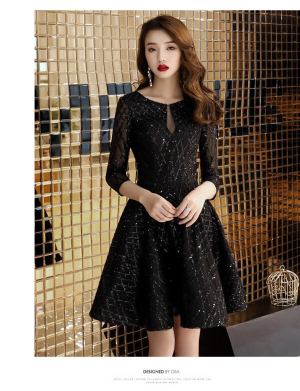 Women's Black Dinner Party Cocktail Party Birthday Party Dress Small Dress Short Socialite - Image 6