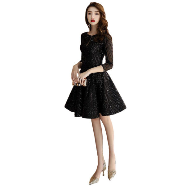 Women's Black Dinner Party Cocktail Party Birthday Party Dress Small Dress Short Socialite - Image 10