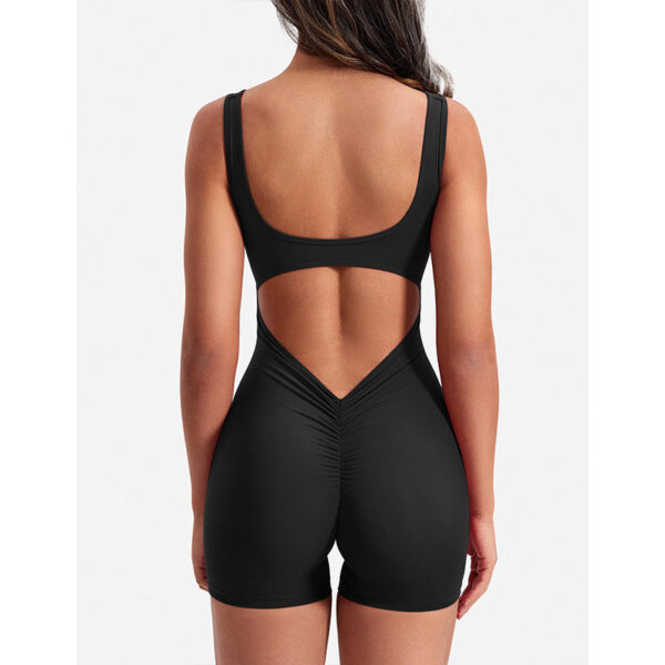 One-piece Nude Feel Pleated Fitness Jumpsuit - Image 5