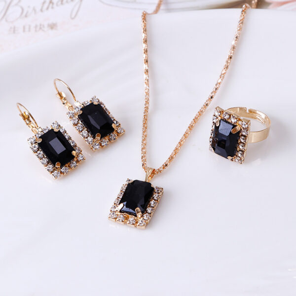 The Crystal Set Necklace Earring Ring Three-piece Set - Image 3