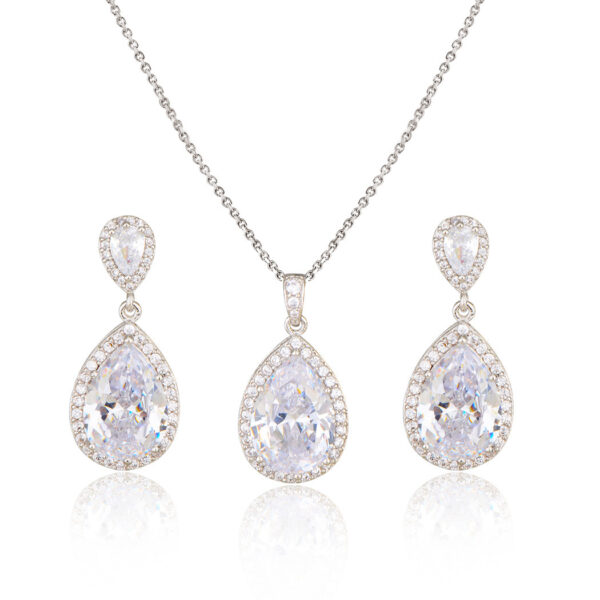 Bright Big Zircon Water Drops Necklace Eardrops Suit Bride Wedding Jewelry Simple Graceful - Image 8