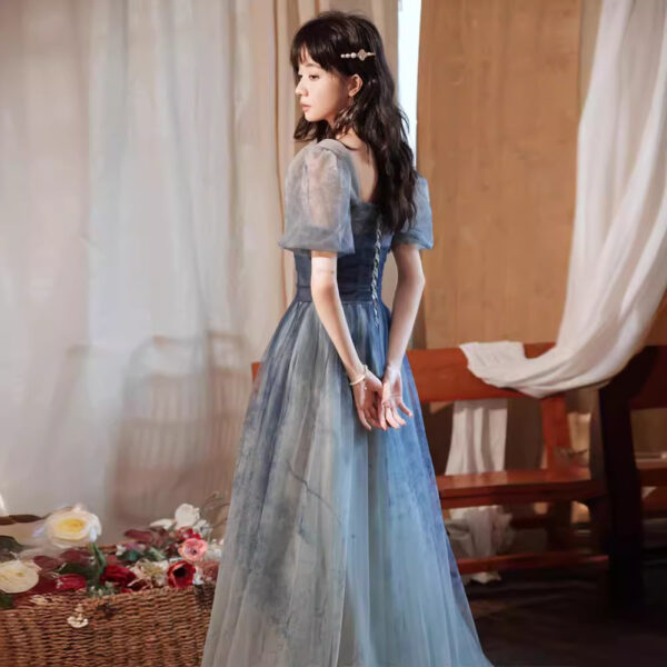 Gradient Blue Evening Elegant Socialite Ceremony Performance Banquet Dress - Image 2